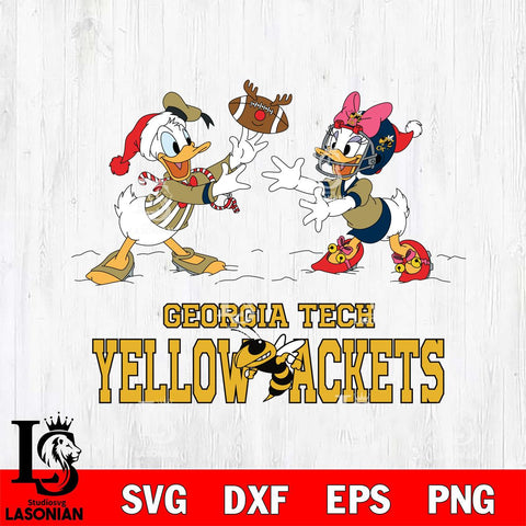 Georgia Tech Yellow Jackets Donald Duck & Daisy Duck Football Cricut,Christmas SVG DXF EPS PNG FILE, NCAA Digital Download,Instant Download, Silhouette
