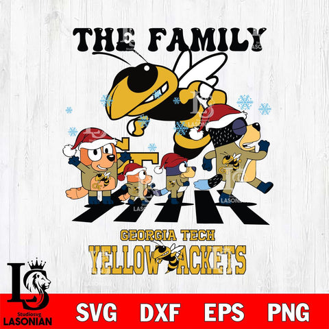 Georgia Tech Yellow Jackets Family Bluey Christmas Svg Eps Dxf Png File, Digital Download