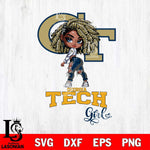 Georgia Tech Yellow Jackets Fan Girl Svg Eps Dxf Png File, Digital Download, Instant Download