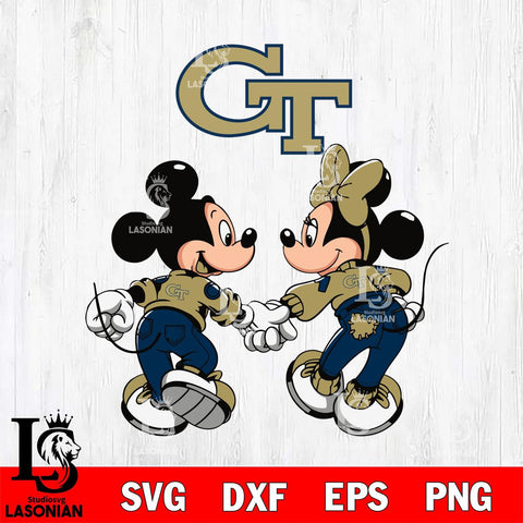 Georgia Tech Yellow Jackets Fan Minnie And Mickey Love Svg Eps Dxf Png File, Digital Download, Instant Download