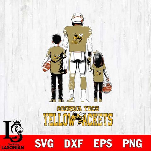 Georgia Tech Yellow Jackets Father And Child Football SVG DXF EPS PNG FILE,NCAA SVG, Father day Digital Download,Instant Download, Silhouette