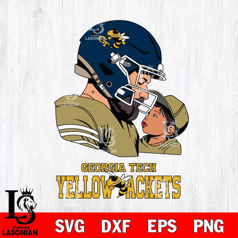 Georgia Tech Yellow Jackets Father And Child Rugby SVG DXF EPS PNG FILE,NCAA SVG, Father day Digital Download,Instant Download, Silhouette