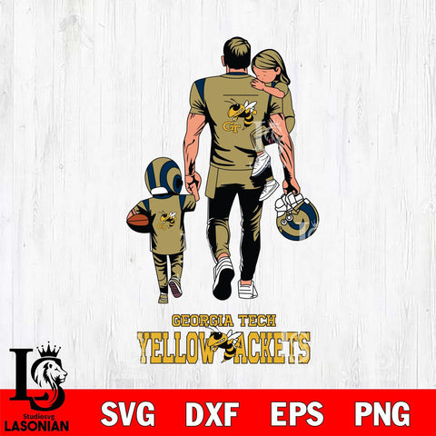 Georgia Tech Yellow Jackets Father And Son Football SVG DXF EPS PNG FILE,NCAA SVG, Father day Digital Download,Instant Download, Silhouette