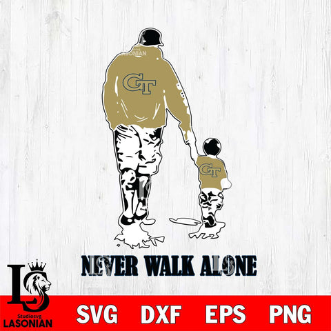 Georgia Tech Yellow Jackets Fathers Day Never Walk Alone Svg Eps Dxf Png File, Digital Download, Instant Download