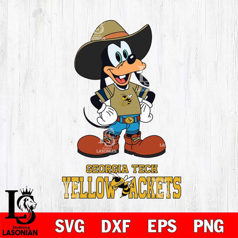 Georgia Tech Yellow Jackets Goofy Cowboy Sport SVG DXF EPS PNG FILE,NCAA svg ,Football Digital Download,Instant Download, Silhouette