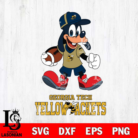 Georgia Tech Yellow Jackets Goofy Football Player SVG DXF EPS PNG FILE,NCAA svg ,Football Digital Download,Instant Download, Silhouette
