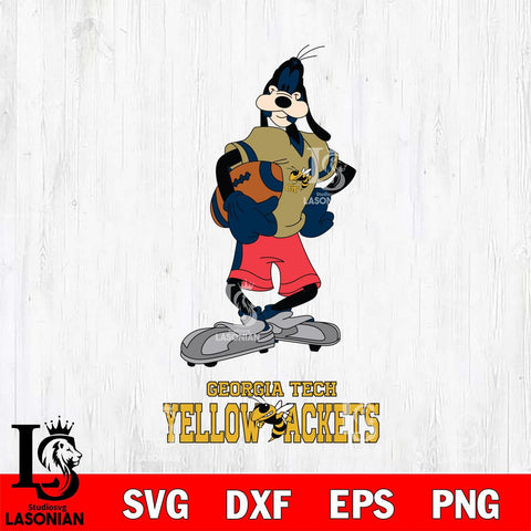 Georgia Tech Yellow Jackets Goofy Player SVG DXF EPS PNG FILE,NCAA svg ,Football Digital Download,Instant Download, Silhouette