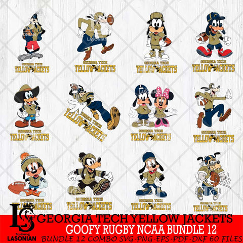 Georgia Tech Yellow Jackets Goofy Rugby Disney NCAA Bundle 12 SVG DXF EPS PNG FILE,NCAA bundle svg ,Football Digital Download,Instant Download, Silhouette