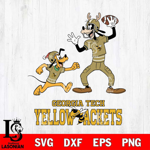 Georgia Tech Yellow Jackets Goofy & Pluto Football Cricut,Christmas SVG DXF EPS PNG FILE, NCAA Digital Download,Instant Download, Silhouette