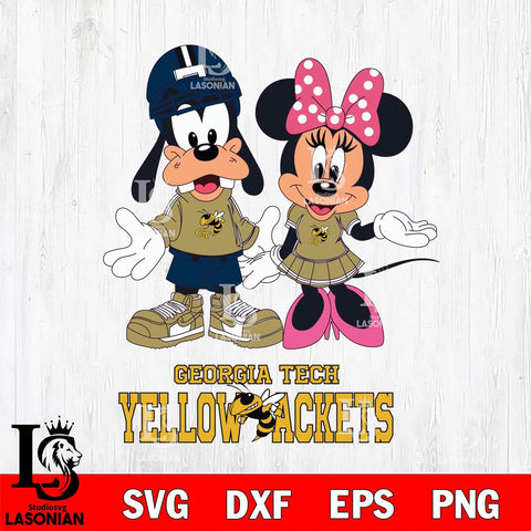 Georgia Tech Yellow Jackets Goofy and Minnie mouse Football SVG DXF EPS PNG FILE,NCAA svg ,Football Digital Download,Instant Download, Silhouette