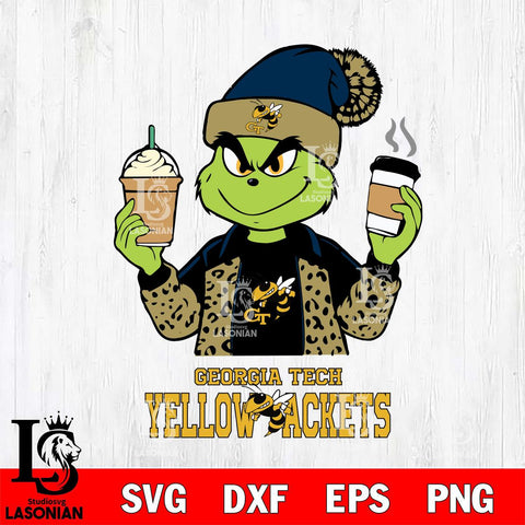 Georgia Tech Yellow Jackets Grinch 2 coffee Svg Eps Dxf Png File, Digital Download, Instant Download