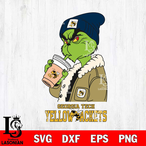 Georgia Tech Yellow Jackets Grinch Bougie Football Svg Eps Dxf Png File, Digital Download, Instant Download