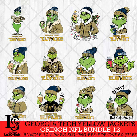 Georgia Tech Yellow Jackets Grinch NCAA Bundle 12 SVG Eps Dxf Png File, Digital Download, Instant Download