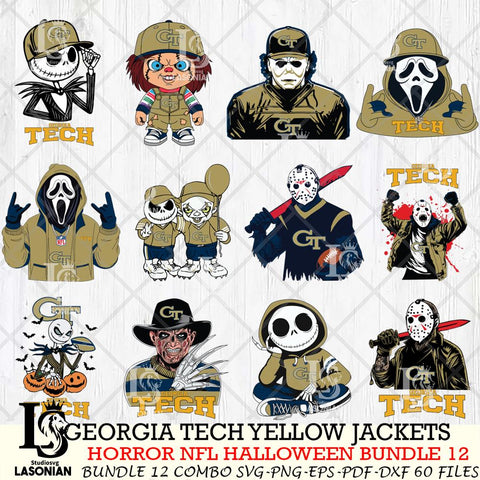 Georgia Tech Yellow Jackets Halloween Bundle 12 SVG Svg Eps Dxf Png File, NCAA bundle svg, Digital Download, Instant Download