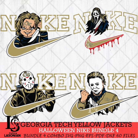 Georgia Tech Yellow Jackets Halloween Nike NCAA Bundle 4 Svg Eps Dxf Png File, Digital Download, Instant Download