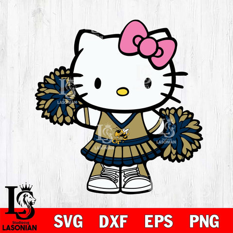 Georgia Tech Yellow Jackets Hello Kitty Cheerleader 11 Svg Eps Dxf Png File, Digital Download, Instant Download