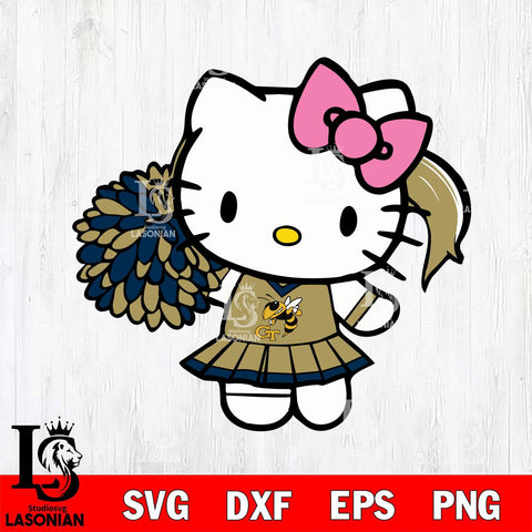 Georgia Tech Yellow Jackets Hello Kitty Cheerleader 12 Svg Eps Dxf Png File, Digital Download, Instant Download