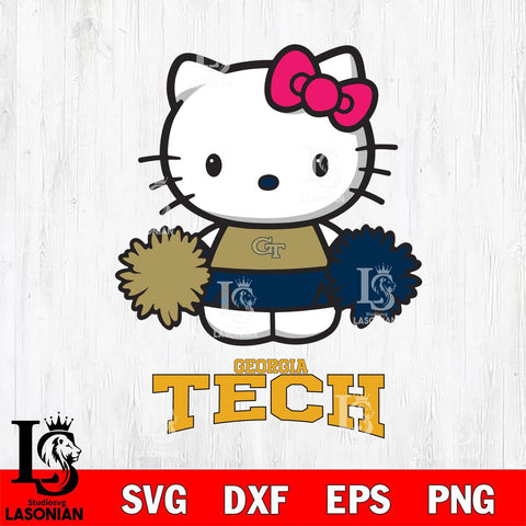 Georgia Tech Yellow Jackets Hello Kitty Cheerleader 2 Svg Eps Dxf Png File, Digital Download, Instant Download