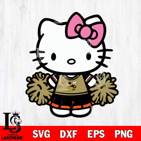 Georgia Tech Yellow Jackets Hello Kitty Cheerleader 2 Svg Eps Dxf Png File, Digital Download, Instant Download
