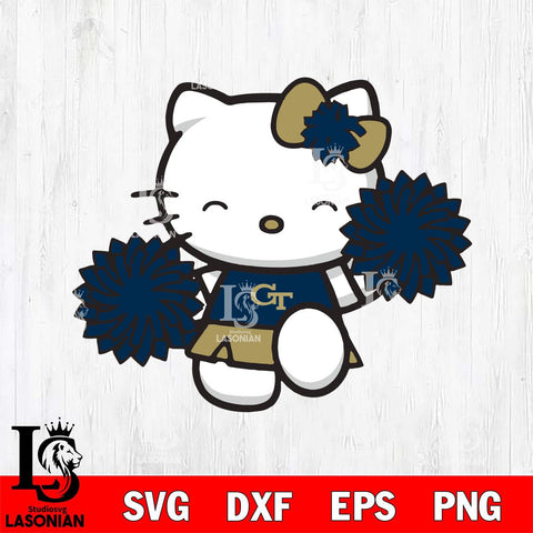 Georgia Tech Yellow Jackets Hello Kitty Cheerleader Svg Eps Dxf Png File, Digital Download, Instant Download