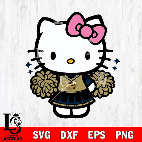 Georgia Tech Yellow Jackets Hello Kitty Cheerleader Svg Eps Dxf Png File, Digital Download, Instant Download