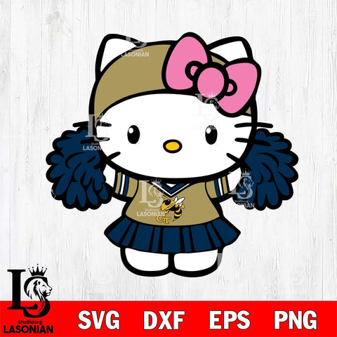 Georgia Tech Yellow Jackets Hello Kitty Cheerleader 5 Svg Eps Dxf Png File, Digital Download, Instant Download