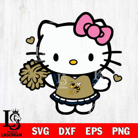 Georgia Tech Yellow Jackets Hello Kitty Cheerleader 6 Svg Eps Dxf Png File, Digital Download, Instant Download