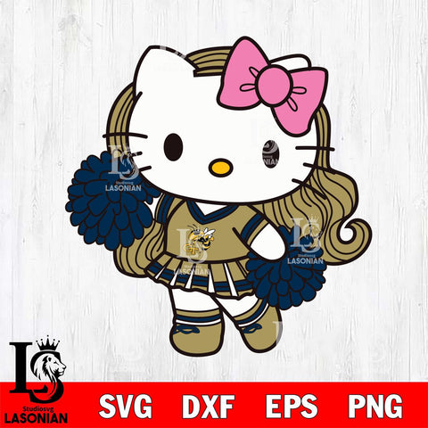 Georgia Tech Yellow Jackets Hello Kitty Cheerleader 7 Svg Eps Dxf Png File, Digital Download, Instant Download