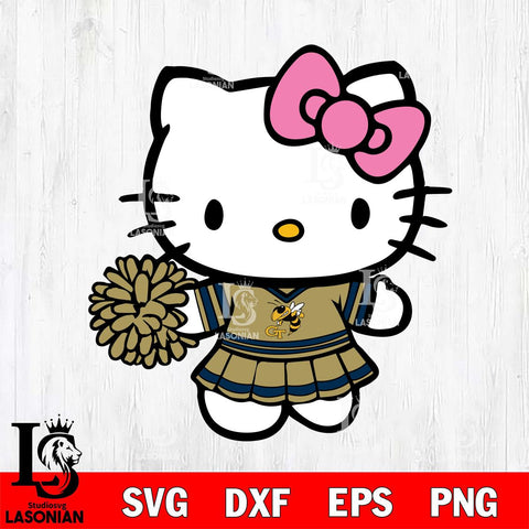 Georgia Tech Yellow Jackets Hello Kitty Cheerleader 8 Svg Eps Dxf Png File, Digital Download, Instant Download