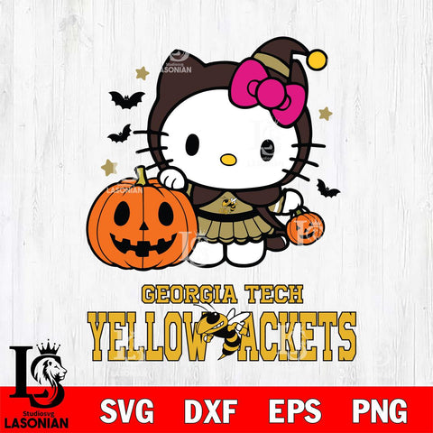 Georgia Tech Yellow Jackets Hello Kitty Horror 1 Svg Eps Dxf Png File, Digital Download