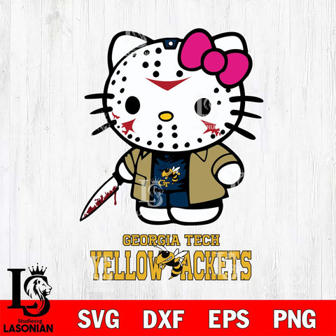 Georgia Tech Yellow Jackets Hello Kitty Horror 3 Svg Eps Dxf Png File, Digital Download