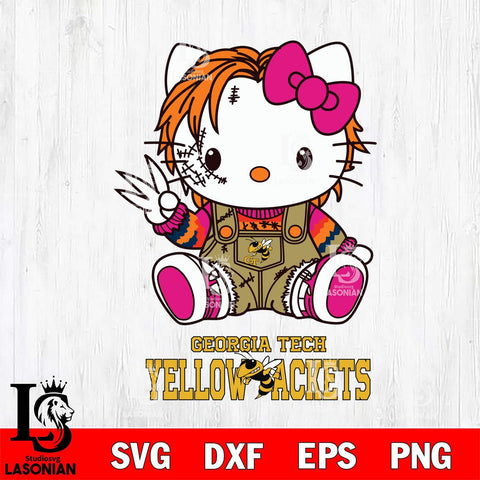 Georgia Tech Yellow Jackets Hello Kitty Horror Svg Eps Dxf Png File, Digital Download
