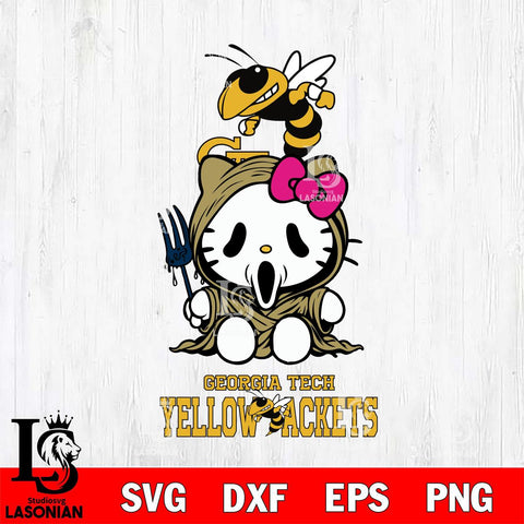 Georgia Tech Yellow Jackets Hello Kitty Horror 4 Svg Eps Dxf Png File, Digital Download