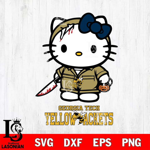 Georgia Tech Yellow Jackets Hello Kitty Horror 5 Svg Eps Dxf Png File, Digital Download