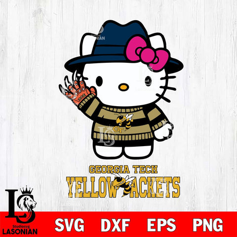 Georgia Tech Yellow Jackets Hello Kitty Horror 6 Svg Eps Dxf Png File, Digital Download