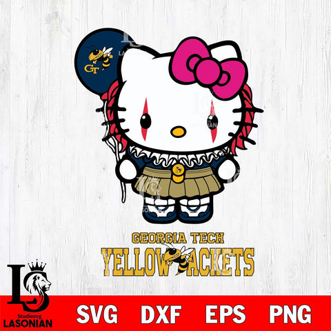 Georgia Tech Yellow Jackets Hello Kitty Horror 7 Svg Eps Dxf Png File, Digital Download