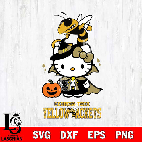 Georgia Tech Yellow Jackets Hello Kitty Horror 9 Svg Eps Dxf Png File, Digital Download