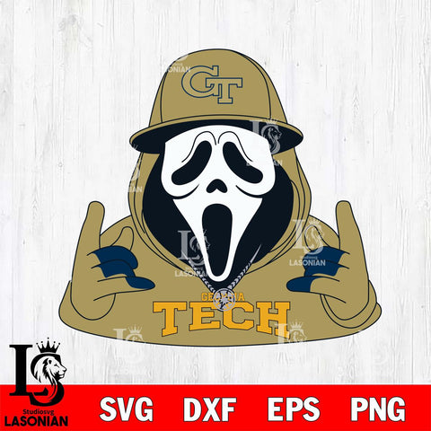 Georgia Tech Yellow Jackets Horror Character Ghostface Sport Svg Eps Dxf Png File, NCAA svg, Digital Download, Instant Download
