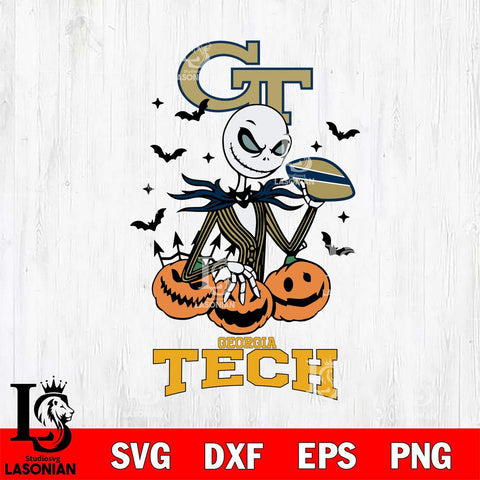 Georgia Tech Yellow Jackets Jack Skellington 2 halloween Svg Eps Dxf Png File, NCAA svg, Digital Download, Instant Download