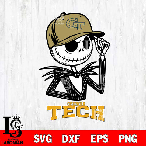 Georgia Tech Yellow Jackets Jack Skellington 3 Halloween Svg Eps Dxf Png File, NCAA svg, Digital Download, Instant Download