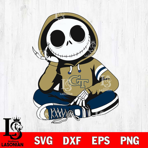 Georgia Tech Yellow Jackets Jack Skellington halloween Svg Eps Dxf Png File, NCAA svg, Digital Download, Instant Download