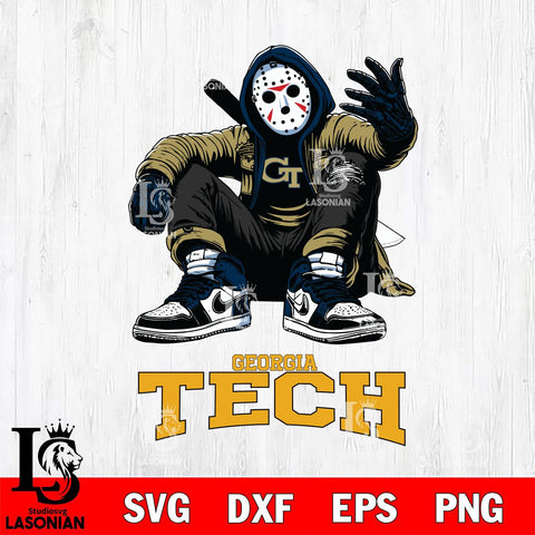 Georgia Tech Yellow Jackets Jason Voorhees Halloween SVG Svg Eps Dxf Png File, Digital Download, Instant Download