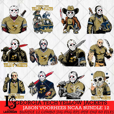 Georgia Tech Yellow Jackets Jason Voorhees Horror Bundle 12 SVG Eps Dxf Png File, bundle NCAA svg, Digital Download, Instant Download