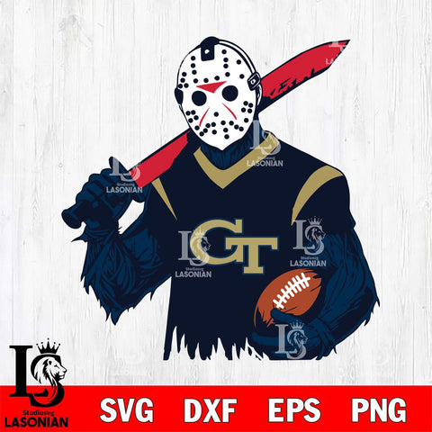 Georgia Tech Yellow Jackets Jason Voorhees Horror Halloween 2 Svg Eps Dxf Png File, NCAA svg, Digital Download, Instant Download