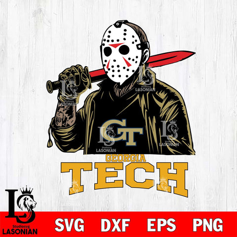 Georgia Tech Yellow Jackets Jason Voorhees Horror Halloween Svg Eps Dxf Png File, NCAA svg, Digital Download, Instant Download