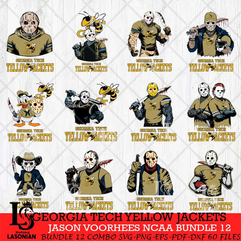 Georgia Tech Yellow Jackets Jason Voorhees NCAA Bundle 12 SVG Svg Eps Dxf Png File, Digital Download
