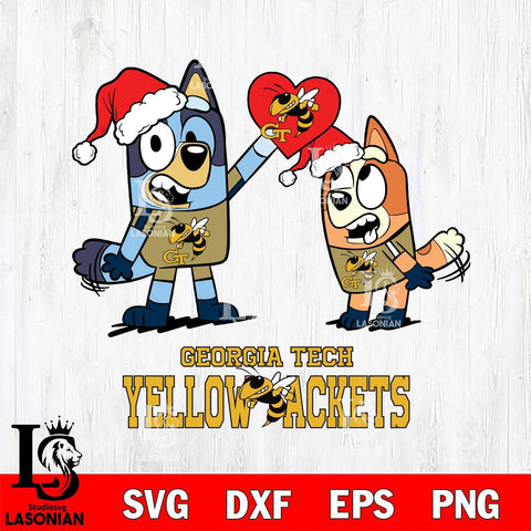Georgia Tech Yellow Jackets Love Bluey Christmas Svg Eps Dxf Png File, Digital Download