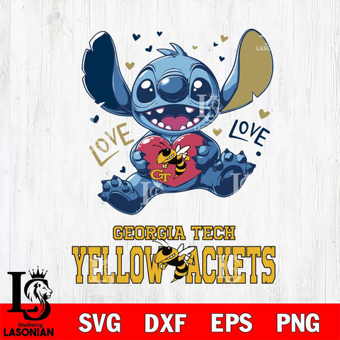 Georgia Tech Yellow Jackets Love Stitch, Svg Eps Dxf Png File, Digital Download