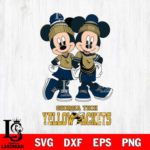 Georgia Tech Yellow Jackets Mickey And Minnie Mouse Football Svg Eps Dxf Png File, NCAA svg , File Cut , Digital Download , Instant Download, Cut Svg Files