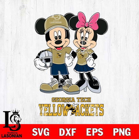 Georgia Tech Yellow Jackets Mickey Minnie Mouse Helmet Svg Eps Dxf Png File, NCAA svg , File Cut , Digital Download , Instant Download, Cut Svg Files